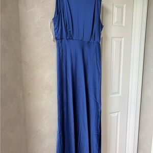 Lulu's Blue Sleeveless Scoop Neck Maxi Gown